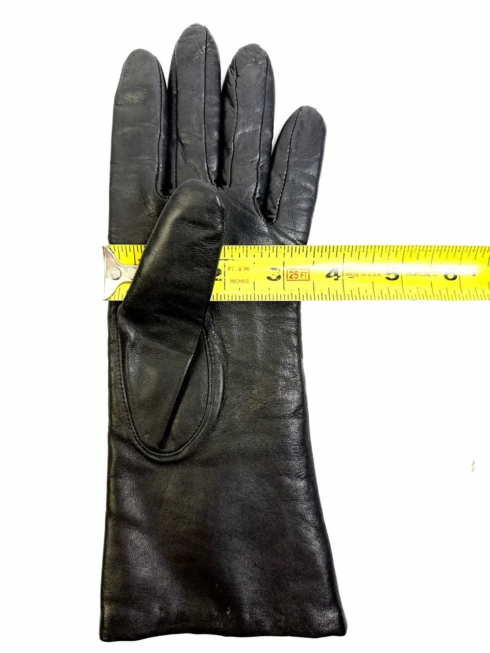 ARIS Black Leather Gloves Cashmere Lining size M Vintage